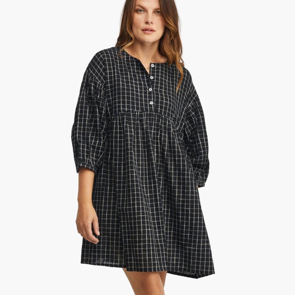 NEW XS Able Black White Plaid Nico Swing Dress